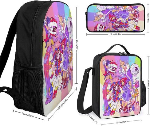 Cute Circus Backpack Pencil Case Lunch Bag 3 Piece Set Cartoon Toddler Backpack 17" Amazing Leisure Travel Bag for Boys Girls (Style2) in Saudi Arabia