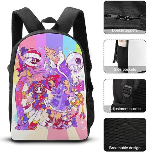 Cute Circus Backpack Pencil Case Lunch Bag 3 Piece Set Cartoon Toddler Backpack 17" Amazing Leisure Travel Bag for Boys Girls (Style2) in Saudi Arabia