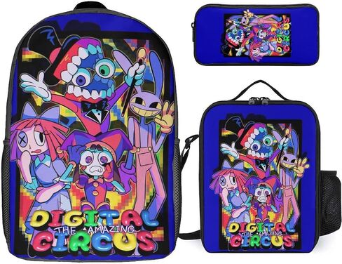Cute Circus Backpack Pencil Case Lunch Bag 3 Piece Set Cartoon Toddler Backpack 17" Amazing Leisure Travel Bag for Boys Girls (Style2) in Saudi Arabia