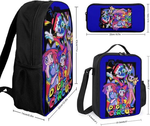 Cute Circus Backpack Pencil Case Lunch Bag 3 Piece Set Cartoon Toddler Backpack 17" Amazing Leisure Travel Bag for Boys Girls (Style2) in Saudi Arabia