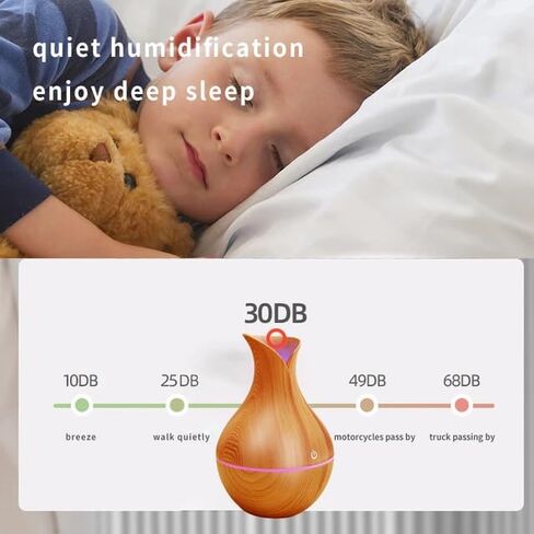 Aroma Essential Oil Diffuser, 130ml Cool Mist Humidifier Aromatherapy with 7 Soothing Colors LED for Home, Yoga, Office, Spa, Bedroom, Baby Room Light & Dark Wood Color (Dark Wood Grain) in Saudi Arabia