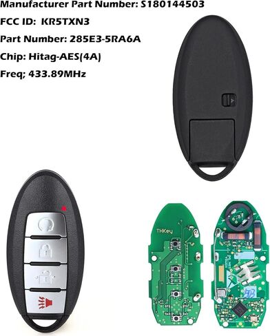 Keyless Entry Remote Key Fob, Alliskeys 4 Button Car Proximity Smart Key Fit for Nissan Titan Murano Pathfinder 2022-2024 KR5TXN7 S180144904 285E3-9BU5A in Saudi Arabia