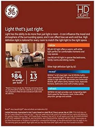 GE Relax 4-Pack 60 W ما يعادل عكس الضوء الأبيض الناعم A19 LED لمبات الإضاءة in Saudi Arabia