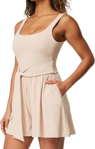 Casei Womens Sleeveles Jumpsuits Workout Sets Yoga Romper for Women Square Neck Top Bodycon One Piece Stretchy Sexy Unitard in Saudi Arabia