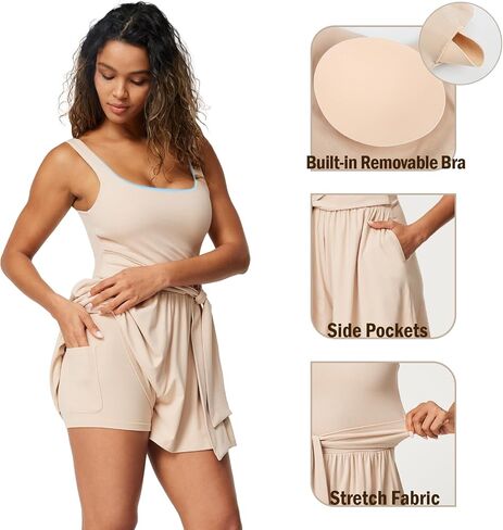 Casei Womens Sleeveles Jumpsuits Workout Sets Yoga Romper for Women Square Neck Top Bodycon One Piece Stretchy Sexy Unitard in Saudi Arabia