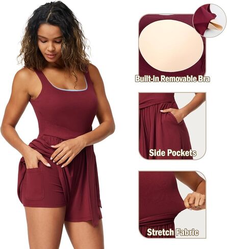 Casei Womens Sleeveles Jumpsuits Workout Sets Yoga Romper for Women Square Neck Top Bodycon One Piece Stretchy Sexy Unitard in Kuwait