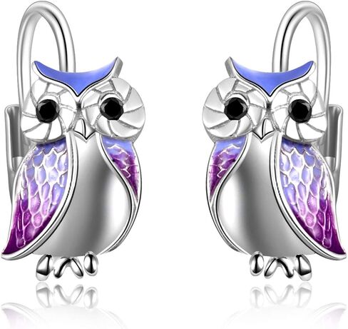 YFN Owl Earrings for Women Sterling Silver Cat Earrings for Cat Lovers Gift Drop Leverback Earrings for Girls in Saudi Arabia