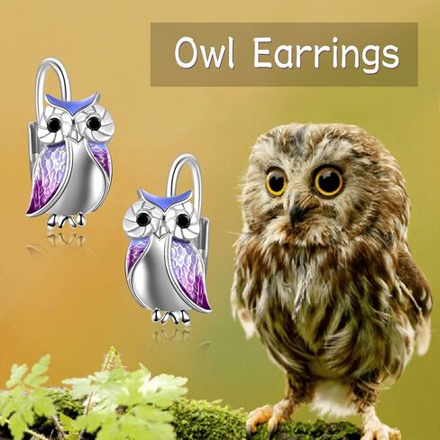 YFN Owl Earrings for Women Sterling Silver Cat Earrings for Cat Lovers Gift Drop Leverback Earrings for Girls in Saudi Arabia
