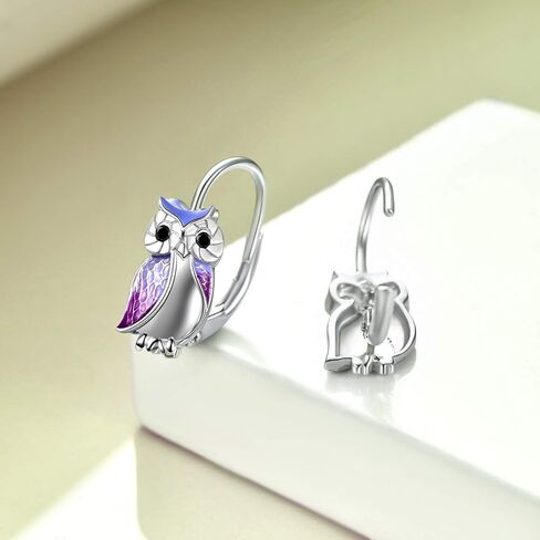 YFN Owl Earrings for Women Sterling Silver Cat Earrings for Cat Lovers Gift Drop Leverback Earrings for Girls in Saudi Arabia