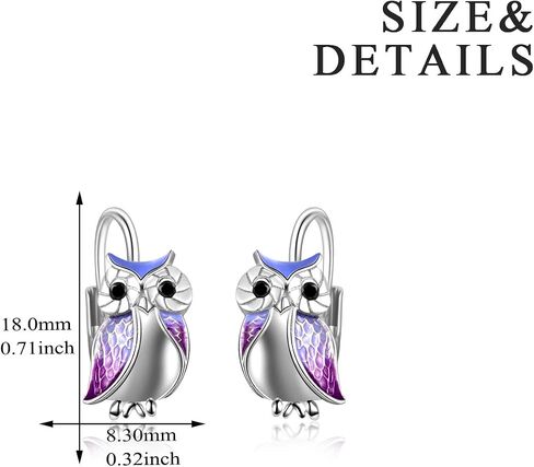 YFN Owl Earrings for Women Sterling Silver Cat Earrings for Cat Lovers Gift Drop Leverback Earrings for Girls in Saudi Arabia