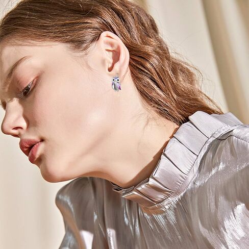 YFN Owl Earrings for Women Sterling Silver Cat Earrings for Cat Lovers Gift Drop Leverback Earrings for Girls in Saudi Arabia