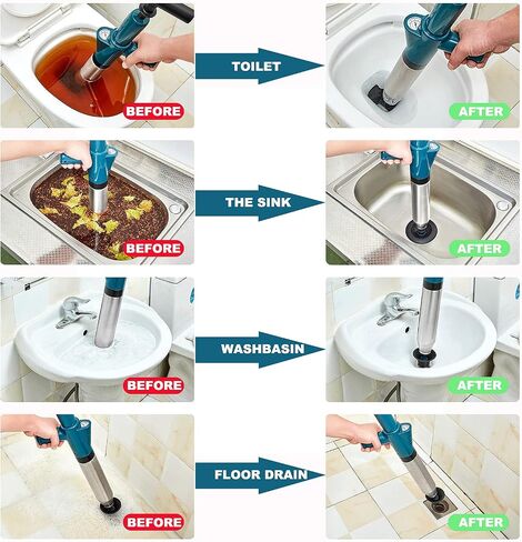 DUEBEL Drain Clog Remover Drain Snake Toilet Plunger with Holder Snake Drain Clog Remover Plungers for Bathroom Toilet Unblocker Sink Plunger Plumbing Snake (Black) in Saudi Arabia