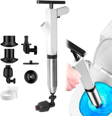 DUEBEL Drain Clog Remover Drain Snake Toilet Plunger with Holder Snake Drain Clog Remover Plungers for Bathroom Toilet Unblocker Sink Plunger Plumbing Snake (Black) in Saudi Arabia