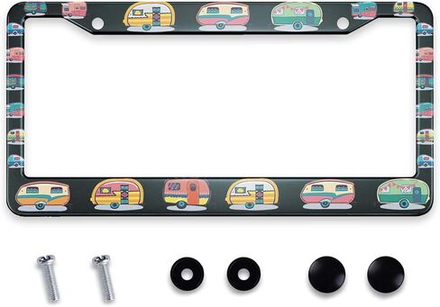 Smooffly License Plate Frame Retro Camping Camper License Plate Frames Decorative Car Tag Frames Aluminum Metal License Plate Holder for US Canada Standard 12.2 x 6.3 Inch in Saudi Arabia