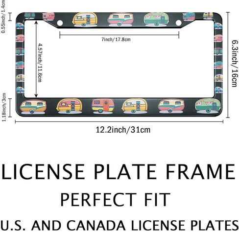 Smooffly License Plate Frame Retro Camping Camper License Plate Frames Decorative Car Tag Frames Aluminum Metal License Plate Holder for US Canada Standard 12.2 x 6.3 Inch in Saudi Arabia