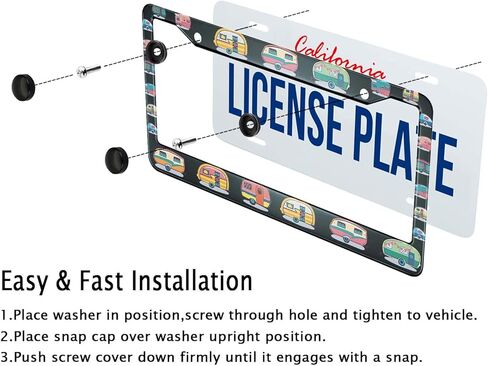 Smooffly License Plate Frame Retro Camping Camper License Plate Frames Decorative Car Tag Frames Aluminum Metal License Plate Holder for US Canada Standard 12.2 x 6.3 Inch in Saudi Arabia