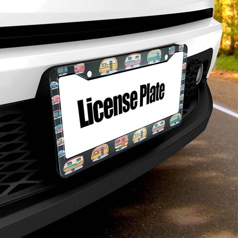 Smooffly License Plate Frame Retro Camping Camper License Plate Frames Decorative Car Tag Frames Aluminum Metal License Plate Holder for US Canada Standard 12.2 x 6.3 Inch in Saudi Arabia