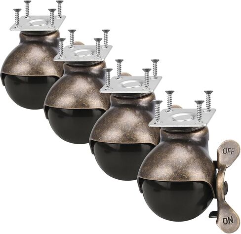 4 قطع من عجلات الكرات ذات لوحة متينة وعجلة دوارة مقاس 2 بوصة مع 16 مسمارًا وعجلة دوارة ناعمة عتيقة للكراسي وأرجل طاولة الأريكة (عجلات اللوحة مع قفل الفرامل) in Kuwait