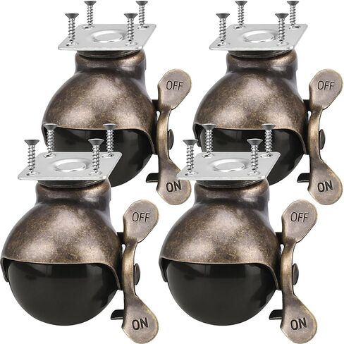 4 قطع من عجلات الكرات ذات لوحة متينة وعجلة دوارة مقاس 2 بوصة مع 16 مسمارًا وعجلة دوارة ناعمة عتيقة للكراسي وأرجل طاولة الأريكة (عجلات اللوحة مع قفل الفرامل) in Kuwait