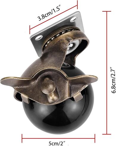 4 قطع من عجلات الكرات ذات لوحة متينة وعجلة دوارة مقاس 2 بوصة مع 16 مسمارًا وعجلة دوارة ناعمة عتيقة للكراسي وأرجل طاولة الأريكة (عجلات اللوحة مع قفل الفرامل) in Kuwait