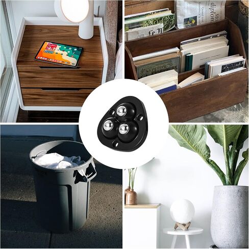 16pcs Mini Sticky Pulley, Self-Adhesive Caster Wheels 360 Degree Rotation Swivel Wheels Roller Pulley Tiny Wheels for Toy Car Storage Box Shoe Racks Trash Can DIY (Black) in Saudi Arabia