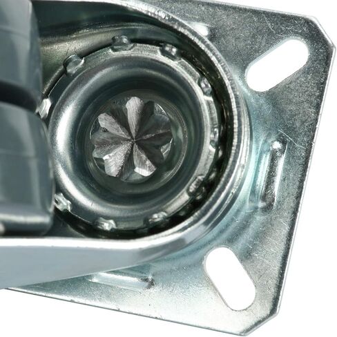 عجلات قفل بلوحة دوارة شديدة التحمل مقاس 2 بوصة من مادة TPR بوزن 551 رطلاً، 4 عبوات (4 مع فرامل) - رمادي فضي in Kuwait