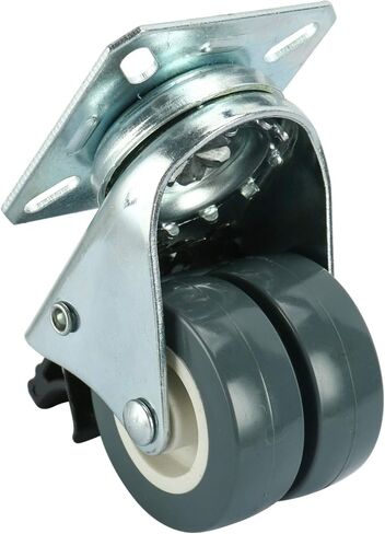 عجلات قفل بلوحة دوارة شديدة التحمل مقاس 2 بوصة من مادة TPR بوزن 551 رطلاً، 4 عبوات (4 مع فرامل) - رمادي فضي in Kuwait