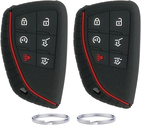 KARLOTLAND for Silicone Rubber Key Fob Cover (6 Buttons) Compatible with 2021 2022 2023 Chevrolet GMC Yukon Suburban Tahoe (2ps Black) in Saudi Arabia