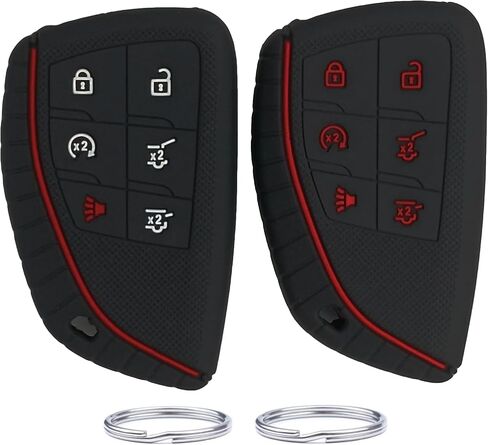 KARLOTLAND for Silicone Rubber Key Fob Cover (6 Buttons) Compatible with 2021 2022 2023 Chevrolet GMC Yukon Suburban Tahoe (2ps Black) in Saudi Arabia