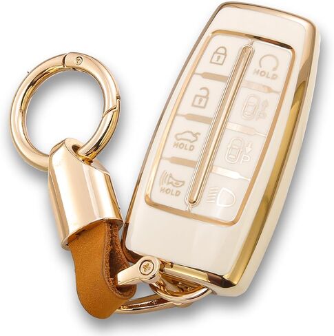 for GMC Key fob Cover Compatible with 2019 2020 2021 2022 Chevy Silverado Sierra 1500 2500HD 3500HD Terrain Acadia Accessories Keychain keyshell Ring Flag keycase Holder Protector 5 Buttons White in Saudi Arabia