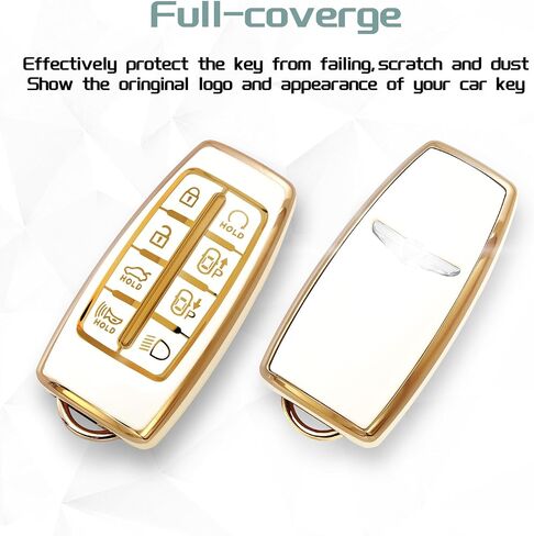 for GMC Key fob Cover Compatible with 2019 2020 2021 2022 Chevy Silverado Sierra 1500 2500HD 3500HD Terrain Acadia Accessories Keychain keyshell Ring Flag keycase Holder Protector 5 Buttons White in Saudi Arabia