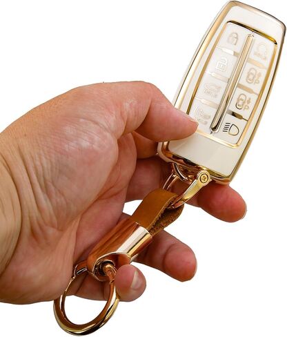 for GMC Key fob Cover Compatible with 2019 2020 2021 2022 Chevy Silverado Sierra 1500 2500HD 3500HD Terrain Acadia Accessories Keychain keyshell Ring Flag keycase Holder Protector 5 Buttons White in Saudi Arabia