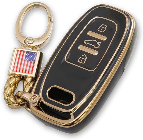 for GMC Key fob Cover Compatible with 2019 2020 2021 2022 Chevy Silverado Sierra 1500 2500HD 3500HD Terrain Acadia Accessories Keychain keyshell Ring Flag keycase Holder Protector 5 Buttons White in Saudi Arabia