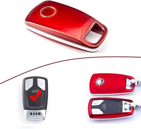 Xotic Tech لامعة من ألياف الكربون الأسود نمط ABS مفتاح فوب شل غطاء القضية، متوافق مع أودي Q5 SQ5 Q3 Q7 Q8 A3 A4 A5 A6 A7 A8 E-Tron S3 S4 S5 S6 RS3 RS6 R8 Quattro 3-زر مفتاح دخول ذكي بدون مفتاح in Kuwait