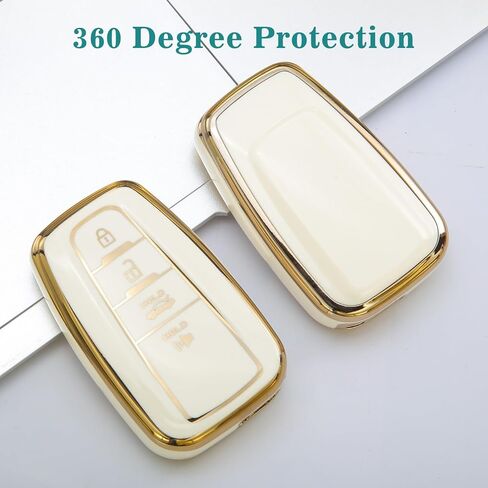 إكسسوارات حامل حافظة حلقي لسلسلة المفاتيح متوافق مع غطاء Genesis Key fob GV80 GV90 G70 G80 G90 GV70 8 أزرار بيضاء in Kuwait