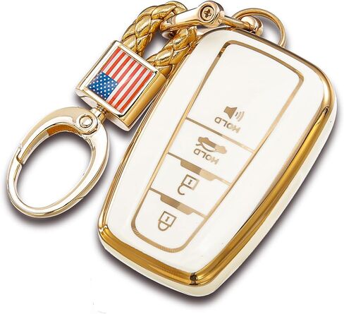 إكسسوارات حامل حافظة حلقي لسلسلة المفاتيح متوافق مع غطاء Genesis Key fob GV80 GV90 G70 G80 G90 GV70 8 أزرار بيضاء in Kuwait