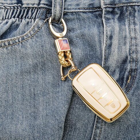 إكسسوارات حامل حافظة حلقي لسلسلة المفاتيح متوافق مع غطاء Genesis Key fob GV80 GV90 G70 G80 G90 GV70 8 أزرار بيضاء in Kuwait