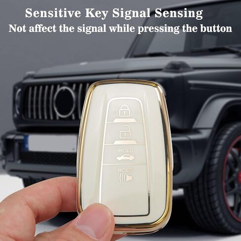 إكسسوارات حامل حافظة حلقي لسلسلة المفاتيح متوافق مع غطاء Genesis Key fob GV80 GV90 G70 G80 G90 GV70 8 أزرار بيضاء in Kuwait