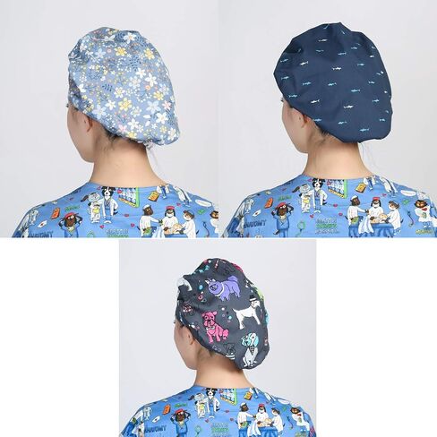 DREYOLIFE 3 Piece Bouffant Hats Cotton Sweatband Value Set in Saudi Arabia