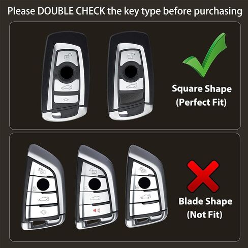OLLEN Heavy Zinc Alloy Key Fob Cover, Fit for BMW 2 5 6 7 Series X1 X2 X3 X5 X6 GT Series, Full Protection Remote Fob Cover with Carbon Fiber Pattern, Blade Shape, Gunmetal (1 Pcs) in Saudi Arabia