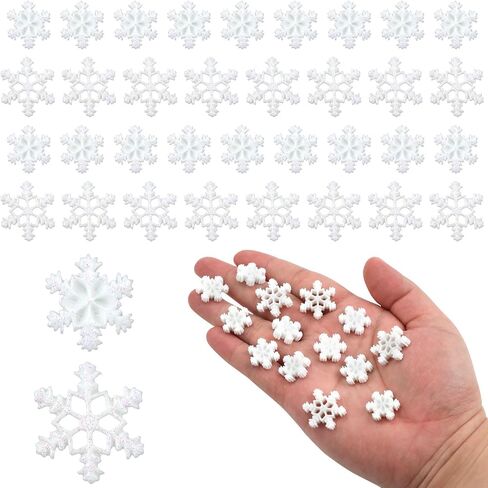 100pcs Christmas Snowflake Decorations, Small Snowflakes for Crafts Christmas Resin Snowflake Mini Snowflake Ornament for DIY Craft Winter Party Christmas Party Decoration in Saudi Arabia