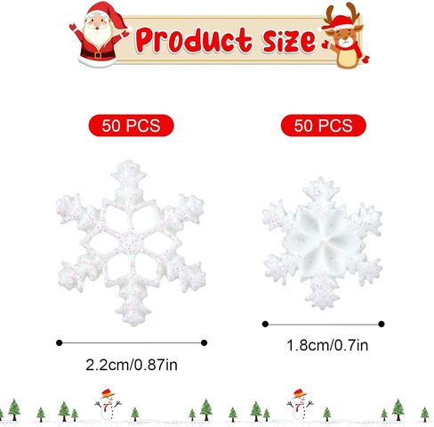 100pcs Christmas Snowflake Decorations, Small Snowflakes for Crafts Christmas Resin Snowflake Mini Snowflake Ornament for DIY Craft Winter Party Christmas Party Decoration in Saudi Arabia