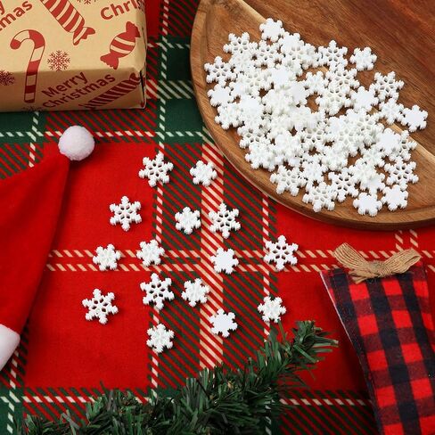 100pcs Christmas Snowflake Decorations, Small Snowflakes for Crafts Christmas Resin Snowflake Mini Snowflake Ornament for DIY Craft Winter Party Christmas Party Decoration in Saudi Arabia