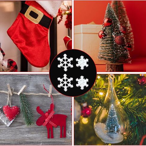 100pcs Christmas Snowflake Decorations, Small Snowflakes for Crafts Christmas Resin Snowflake Mini Snowflake Ornament for DIY Craft Winter Party Christmas Party Decoration in Saudi Arabia
