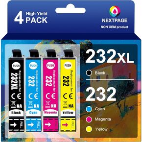 232XL Black Ink Cartridges Replacement for Epson 232 232XL Ink Cartridges Compatible with Epson WF-2930 XP-4200 XP-4205 WF-2950 Printer (232XL Black 2 Pack)