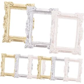 9pcs Photo Frame Ornaments Dollhouse Accessories DIY Crafts Phone Case Accessories 1: 12 Scale DIY Mini Frame Miniatures Miniature Picture Frames Mini Resin Picture Frame Resin
