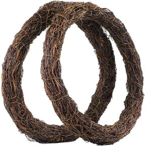 Natural Grapevine Wreaths for Crafts - 12 Inch Patriotic Independence Day Rattan Twig Wreath Base - DIY Wreath Supplies for Home Decor - 2 Pack