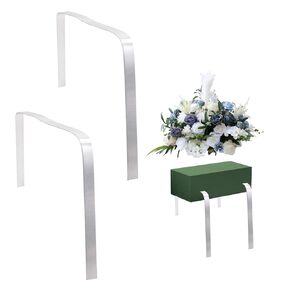 2 PCS 23.6 inches Flexible Aluminum Sheet Rustproof Gravestone Saddle Cemetery Headstone Flower Saddle Tombstone Saddle Decorations Dual use for Headstone Wreath Hanger for Tombstone Wreath Holder