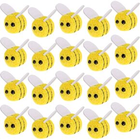 20 PCS Mini Wool Felt Bees Cute Bee Craft Supplies Felt Bees for Crafts Plush Bees Decor for Clothing Hats Bags Gift DIY Bee Themed Party Costume Accessories