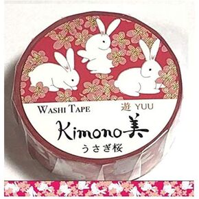 Kamiiso Kimono Washi Masking Tape (15mm) Foil Stamping - Rabbit - for Scrapbooking Art Craft DIY Photo Album Decoration